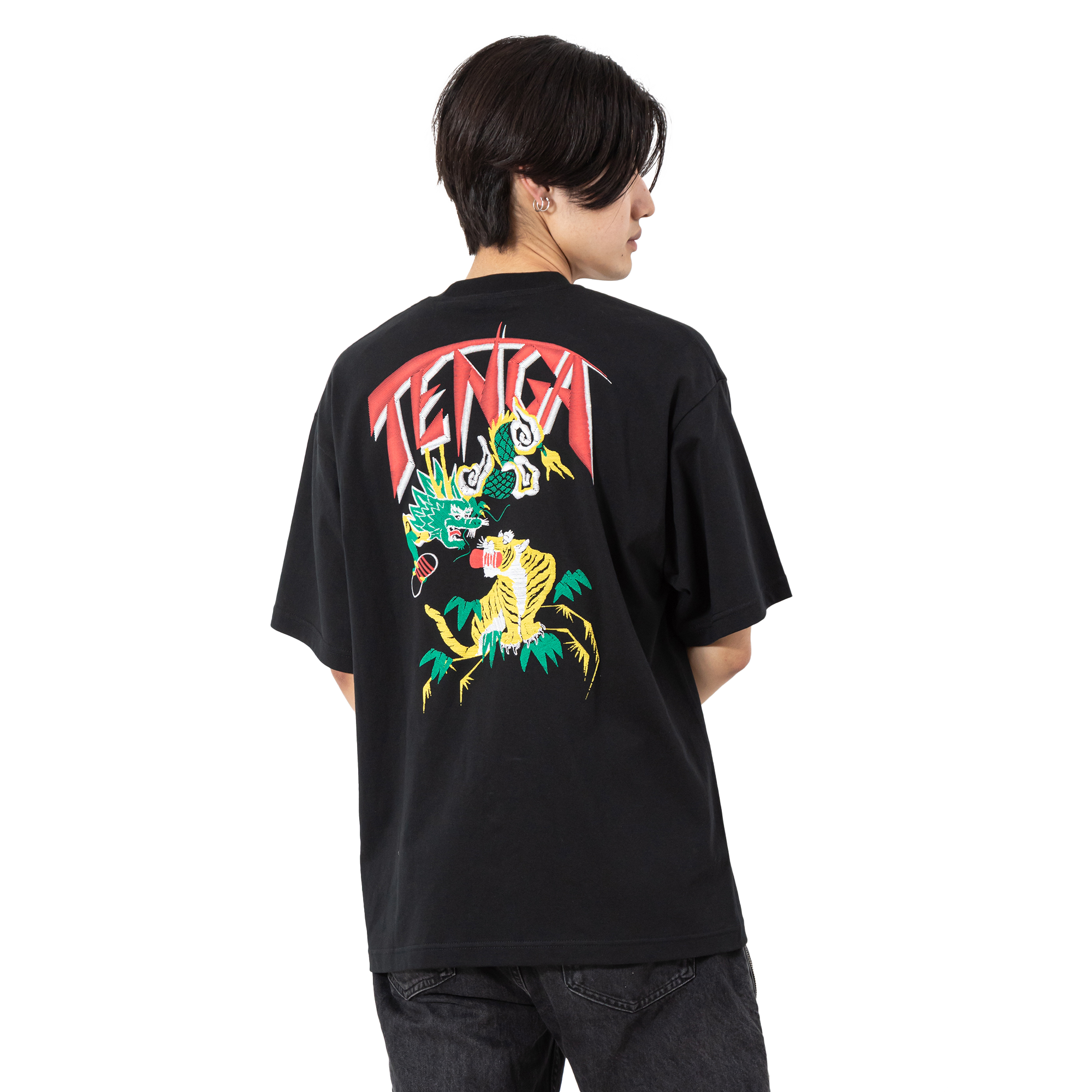 TENGA Print T-Shirt Black t-shirt noir L XL