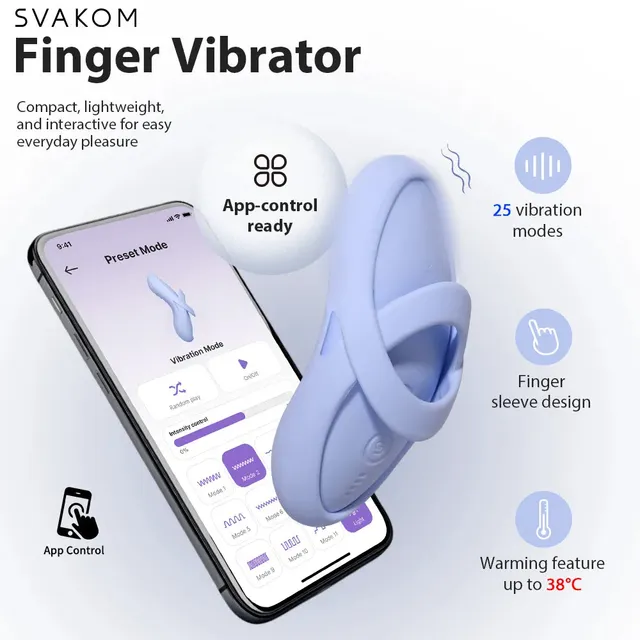 Svakom Echo 2 vibromasseur doigt bleu ciel chauffant