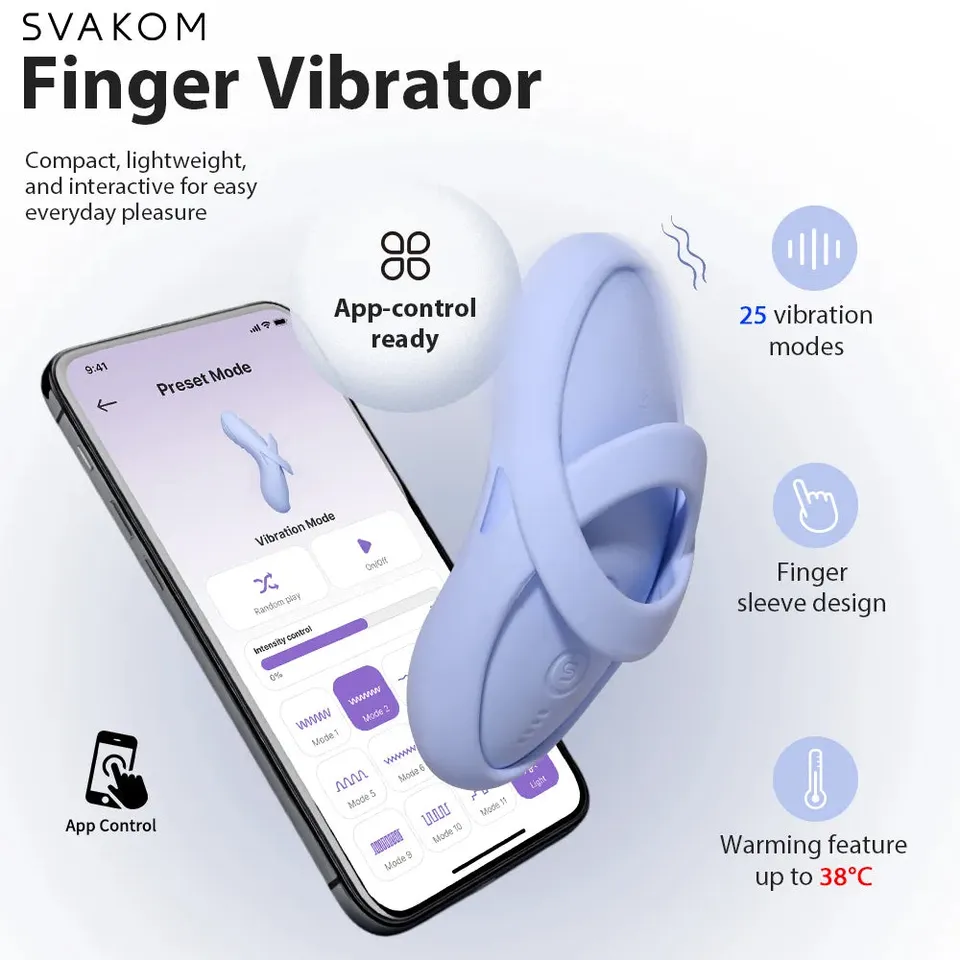 Svakom Echo 2 vibromasseur doigt bleu ciel chauffant