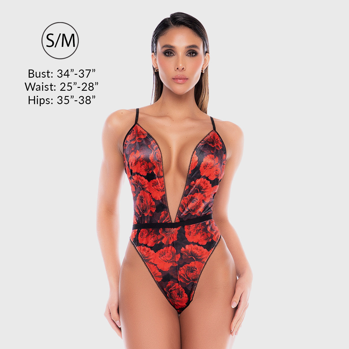 Liberator Rosalie teddy body dentelle S/M roses rouges