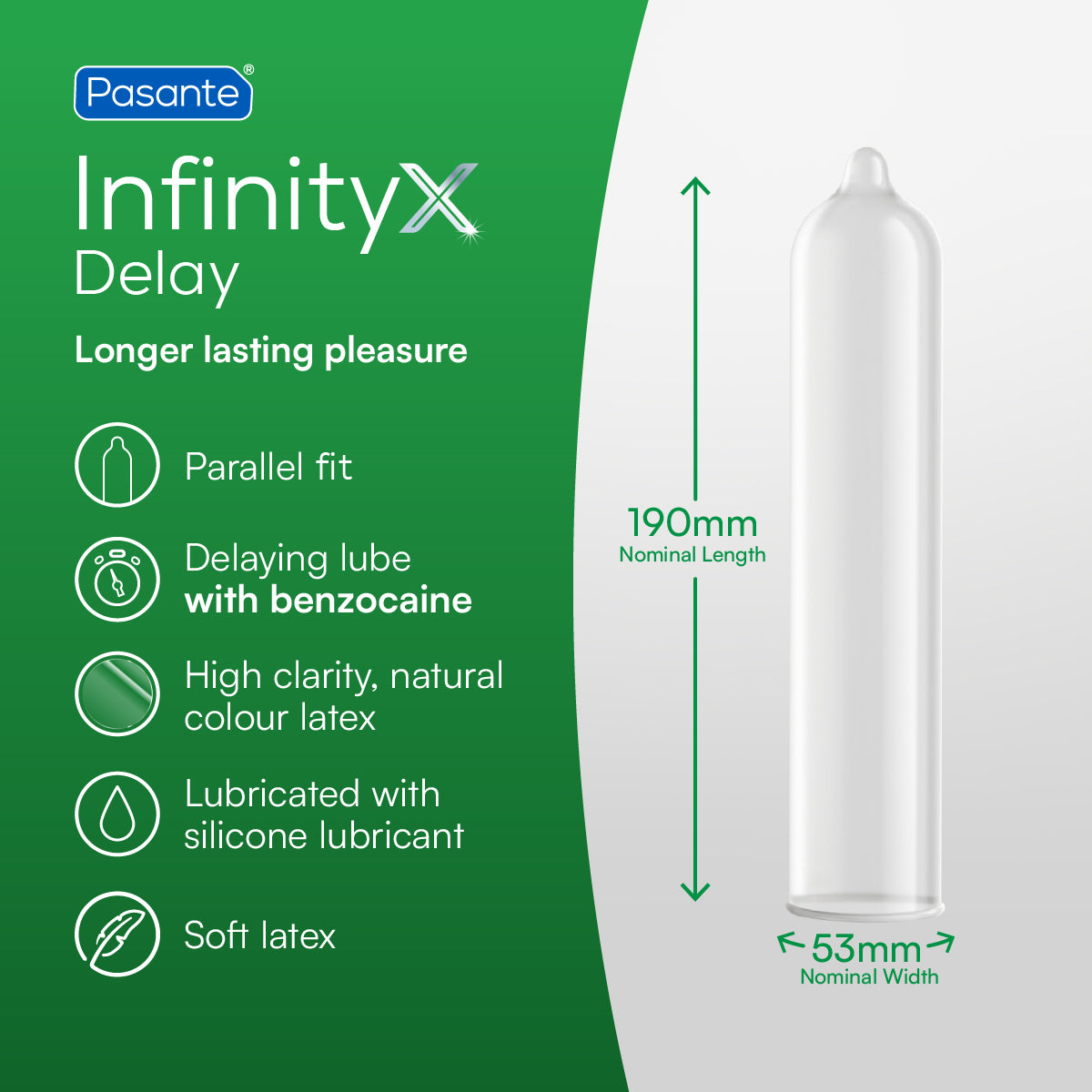 Pasante Infinity préservatifs 12 pièces retardants benzocaïne