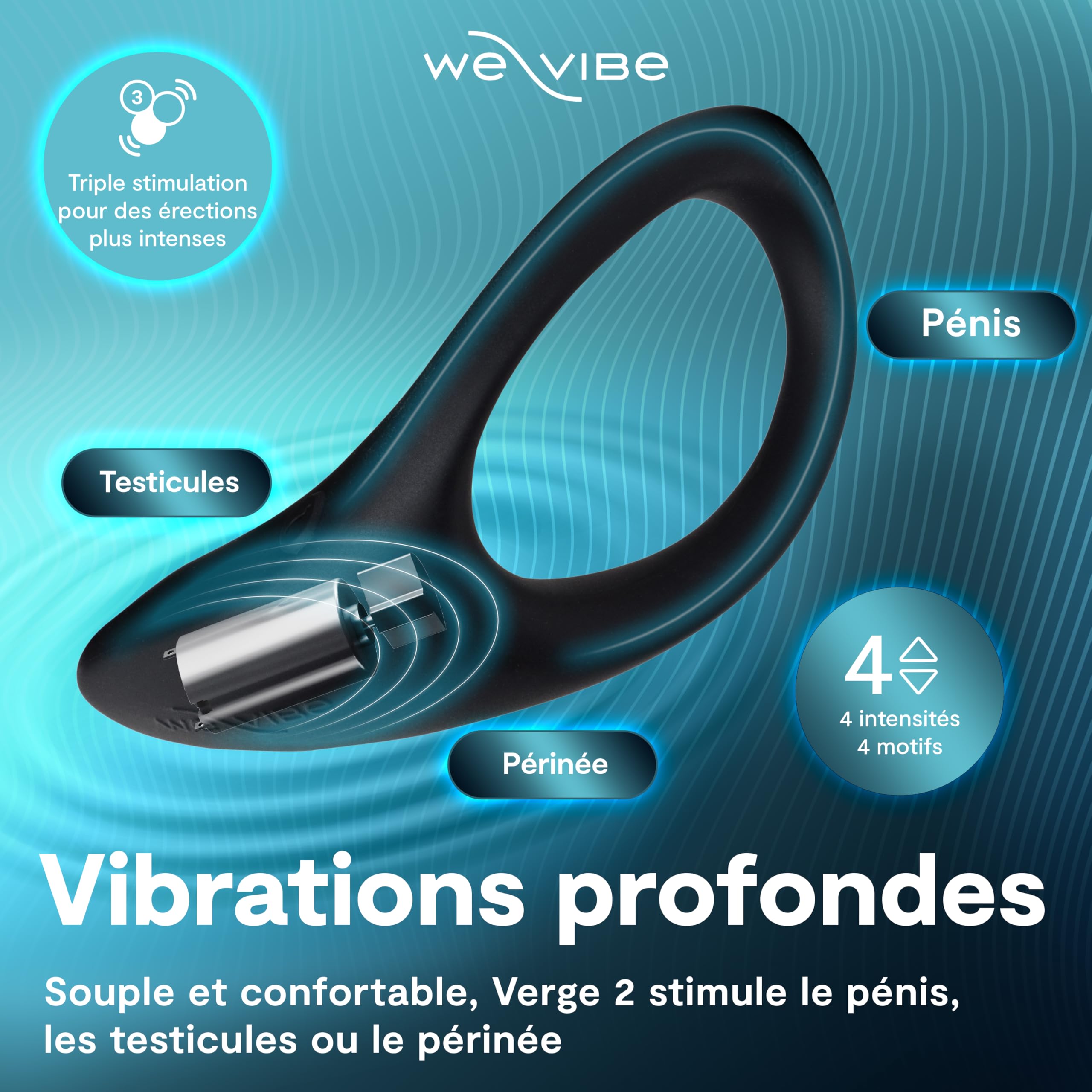 We-Vibe Verge 2 anneau vibrant 52 mm couple silicone