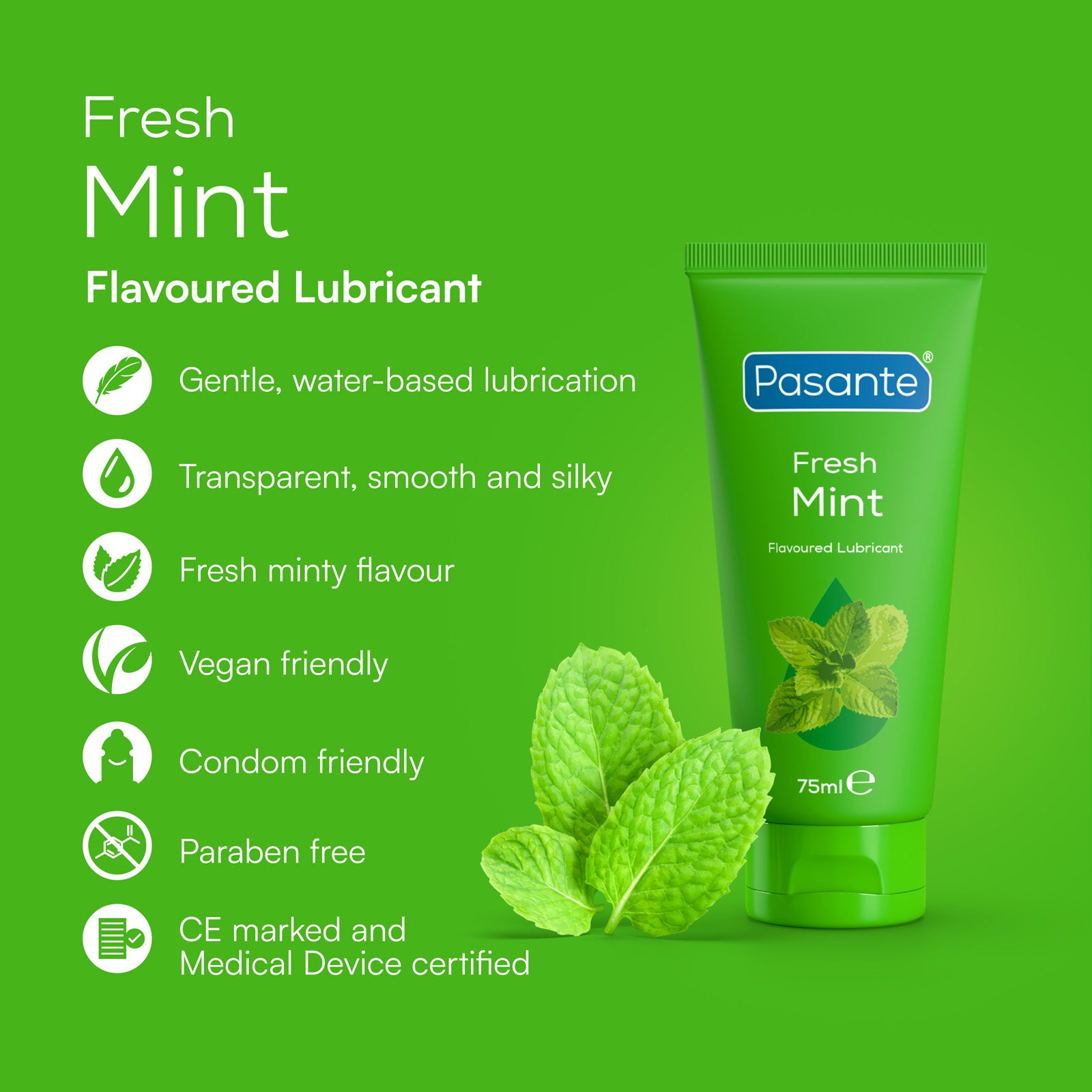 Pasante Flavoured Lubes lubrifiant menthe 75ml base eau