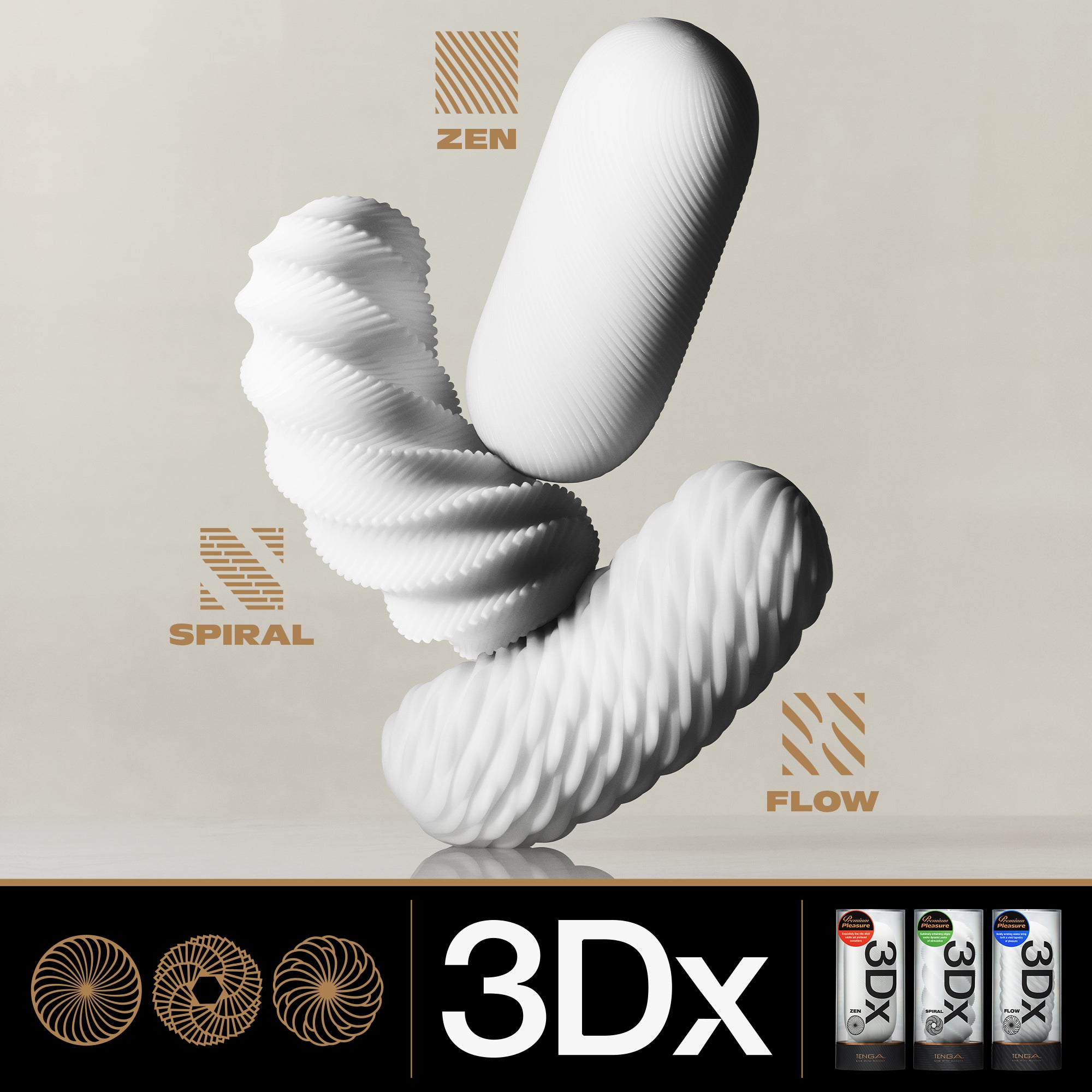 Tenga Arte lot 5 masturbateurs homme 3Dx Zen Spiral Flow
