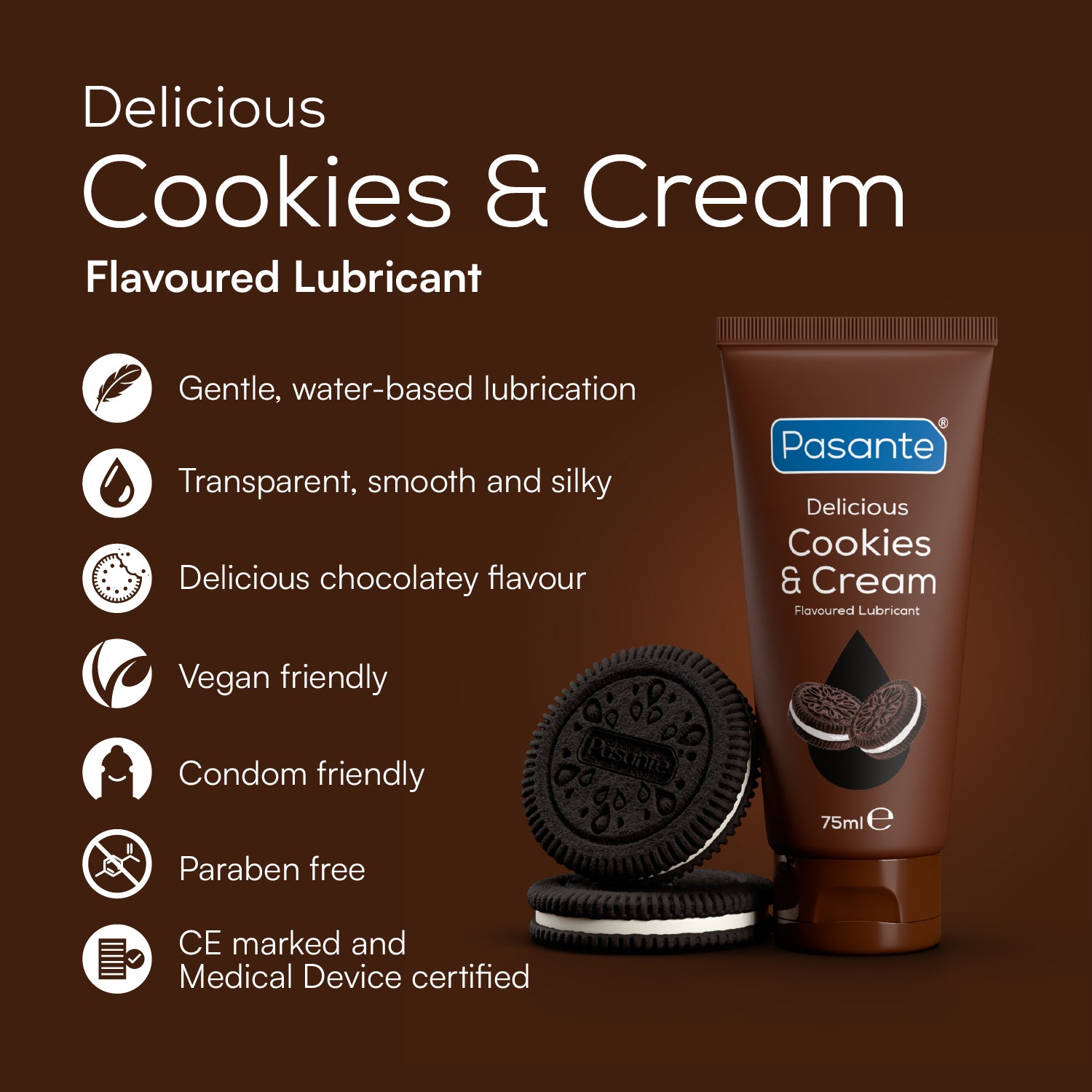 Pasante Cookies & Cream lubrifiant aromatisé 75ml